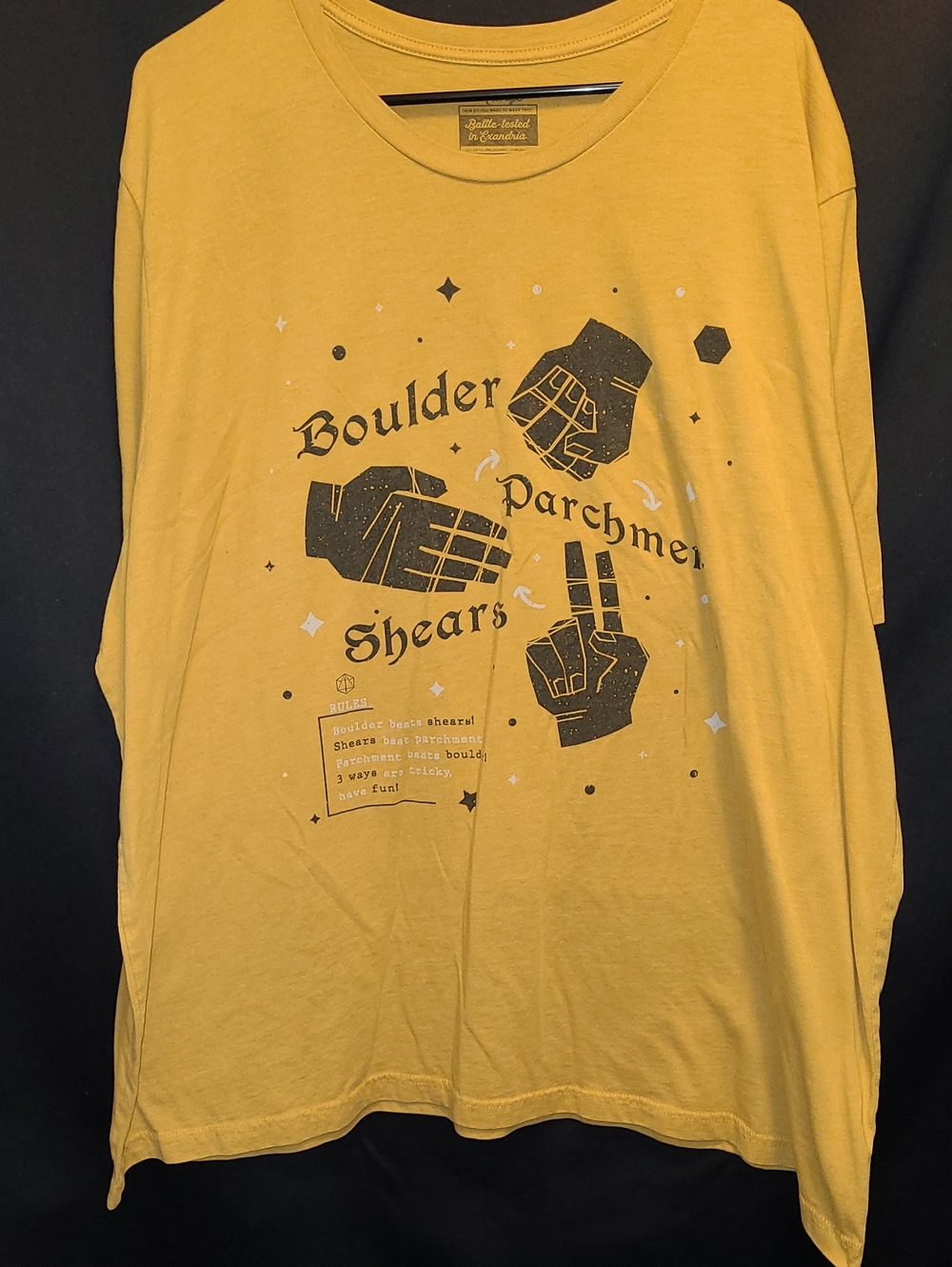 CRITICAL ROLE Graphic Yellow Boulder Parchment Shears Tee 4XL